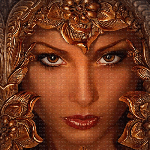 Rena Gold Copper Kupfer Woman Face Frau Gesicht - 無料のアニメーション GIF