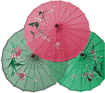 soave deco oriental umbrella pink green - png ฟรี