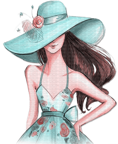 soave woman summer spring fashion hat pink teal - фрее пнг