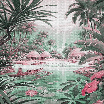 soave background animated  beach   pink green - Бесплатни анимирани ГИФ