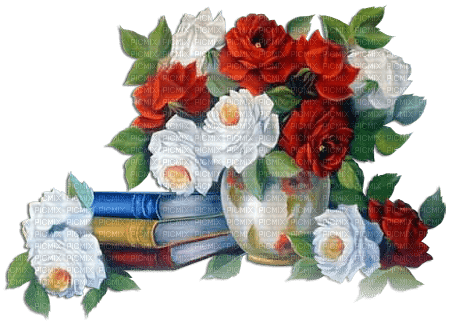 soave deco vintage flowers rose book red green - безплатен png