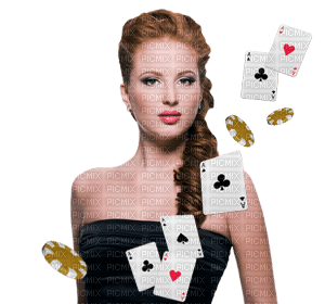 woman playing cards bp - 無料png
