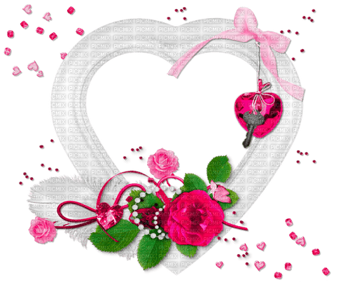 Frame.Hearts.Flowers.White.Green.Pink - zadarmo png