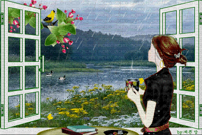women on the window - GIF animado grátis