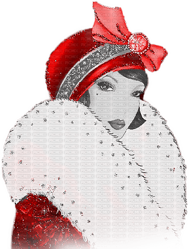 soave woman vintage winter christmas art deco - PNG gratuit