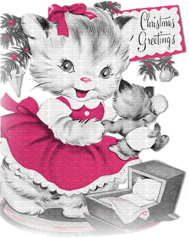 soave cat vintage deco animals christmas - δωρεάν png