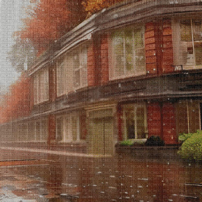 Rainy Autumn Scene - GIF animasi gratis