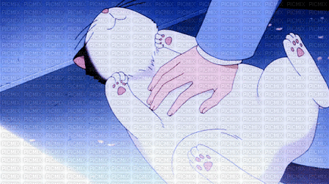 kawaii neko kitty cat tummy rub anime - Бесплатный анимированный гифка