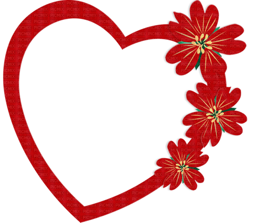 Frame red heart flowers - zdarma png
