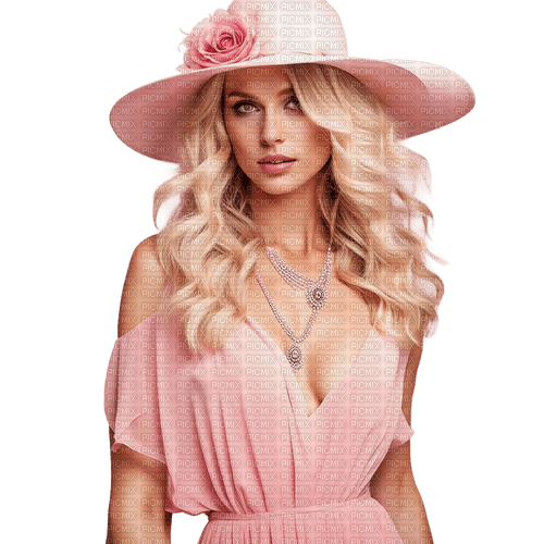 Woman in pink. Hat. Leila - bezmaksas png