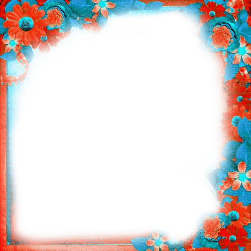 Frame.Flowers.Red.Blue - By KittyKatLuv65 - 免费PNG