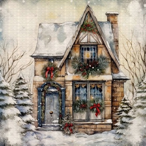 christmas winter house maison Noel - PNG gratuit