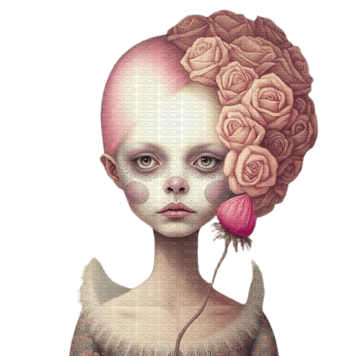 art girl pink clown surreal - безплатен png