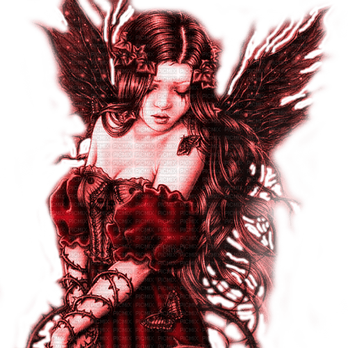Y.A.M._Gothic fantasy angel red - PNG gratuit