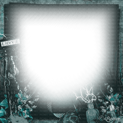 soave frame fantasy gothic flowers teal - Free PNG
