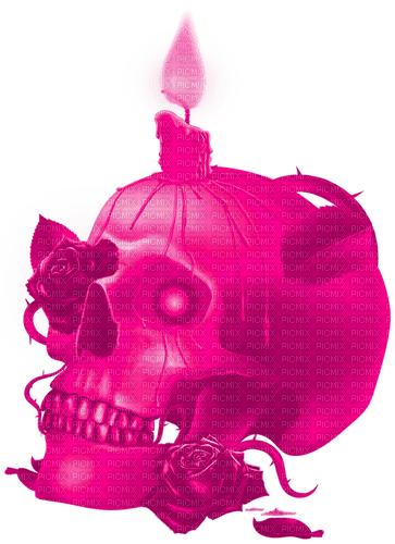 Skull.Candle.Roses.Pink - gratis png