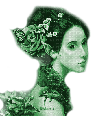 Y.A.M._Fantasy woman lizard green - png grátis