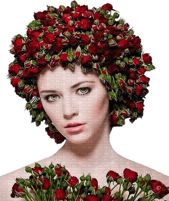 woman roses - zdarma png