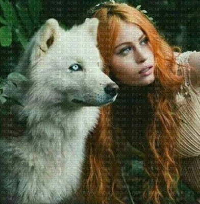 woman with wolf bp - besplatni png