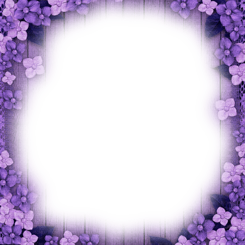 Purple Flowers Frame - By KittyKatLuv65 - bezmaksas png
