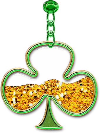 Hanging Glitter Clover Charm.Green.Gold - фрее пнг