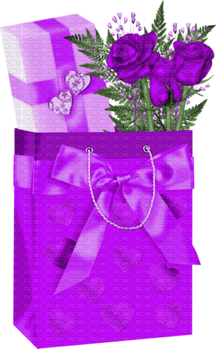 Gift.Bag.Roses.Hearts.Purple - nemokama png