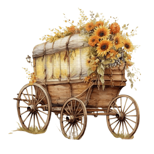 vintage, sunflowers, deco - Free PNG