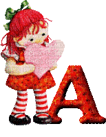 Kaz_Creations Alphabets Girl Heart Letter A - Nemokamas animacinis gif