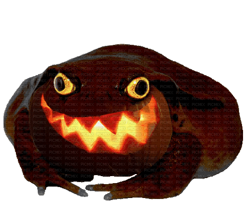 EVIL jack o lantern frog with FIRE DEMON SPOOKY - Nemokamas animacinis gif
