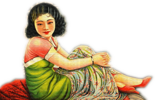 Rena Asian Japan Vintage Woman Frau - gratis png
