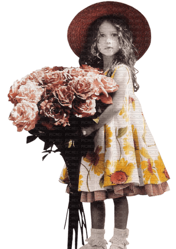 Petite fille avec des roses - png grátis