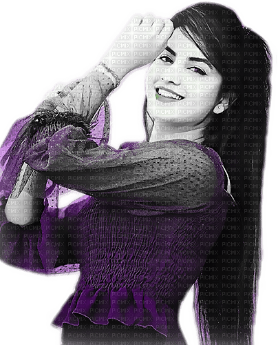 soave woman bollywood priyanka  black white purple - PNG gratuit