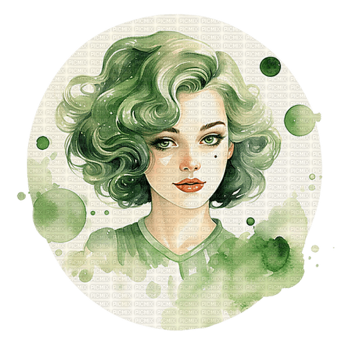 ♡§m3§♡ vintage GREEN GIRL IMAGE PNG - фрее пнг