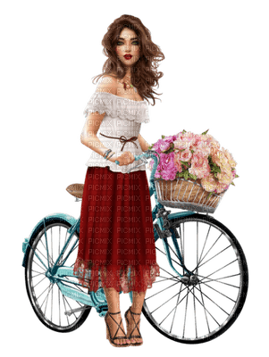 Kaz_Creations Woman Femme Colours Colour-Girls Bicycle Bike - nemokama png