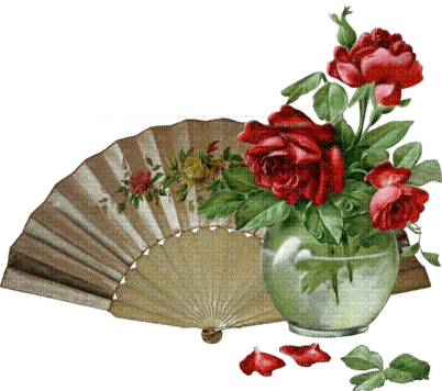 Roses and Fan - zadarmo png