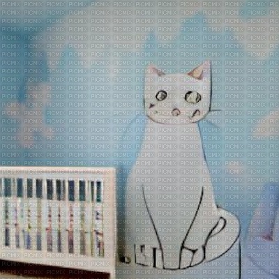 Blue Nursery with Cat Mural - gratis png