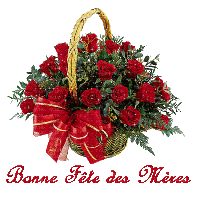 FÊTE des Mères_Panier de Roses - Gratis animeret GIF