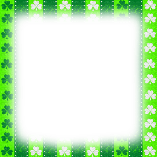 Clovers.Frame.White.Green - KittyKatLuv65 - Free PNG