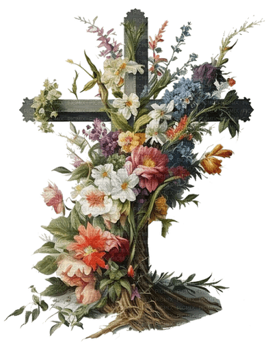 cross/flowers - png grátis