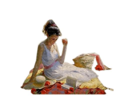 loly33 femme vintage coquelicot - Free PNG