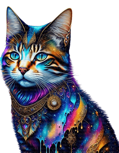 rainbow neon cat - png grátis