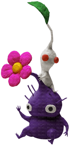 white and purple Pikmin - zdarma png