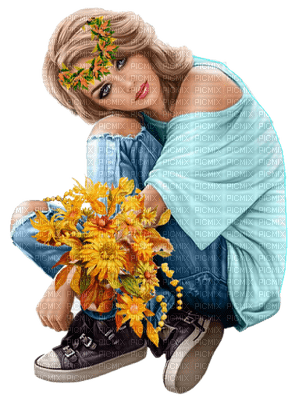Kaz_Creations Colour Girls Flowers Flower - 免费PNG