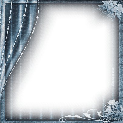 soave frame curtain vintage fantasy leaves blue - 無料png