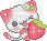 cat with strawberry - PNG gratuit