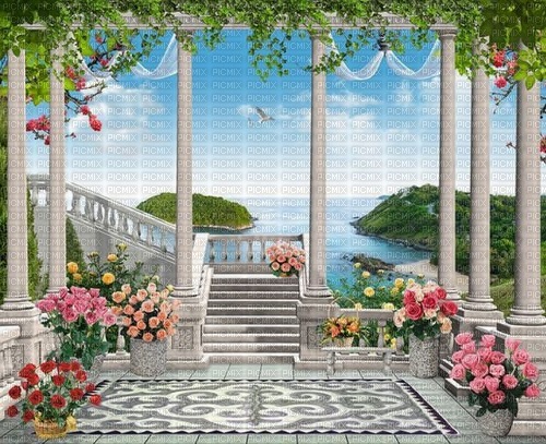 floral garden terrace - PNG gratuit