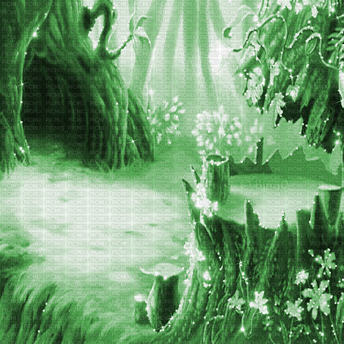 Y.A.M._Cartoons Fantasy tales background green - Free animated GIF