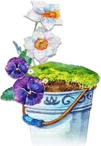 soave deco spring flowers vase garden purple green - Free PNG