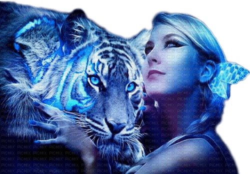 fantasy woman with tiger by nataliplus - 免费PNG