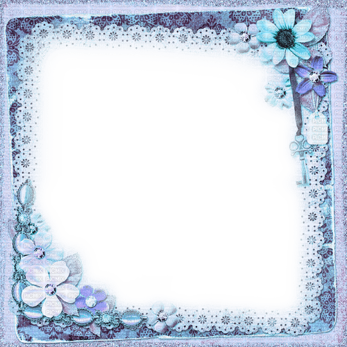 Blue Flowers Frame - By KittyKatLuv65 - png gratuito